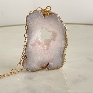 Gold and White Geode Pendant Necklace